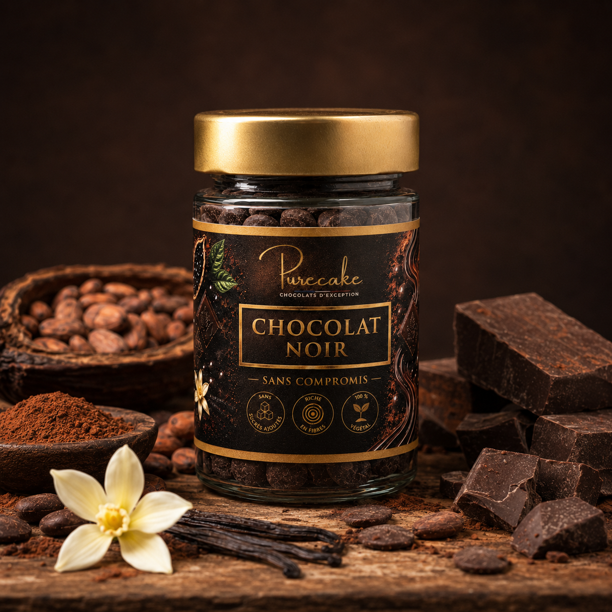 CHOCOLAT NOIR INTENSE – SANS SUCRE AJOUTÉ
